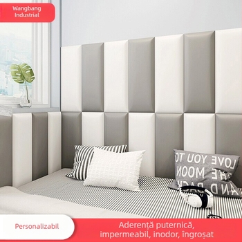 Panou de perete 3D, interior – bază din burete din piele, stil mediteranean, Yangbang, potrivit pentru living, dormitor, birou