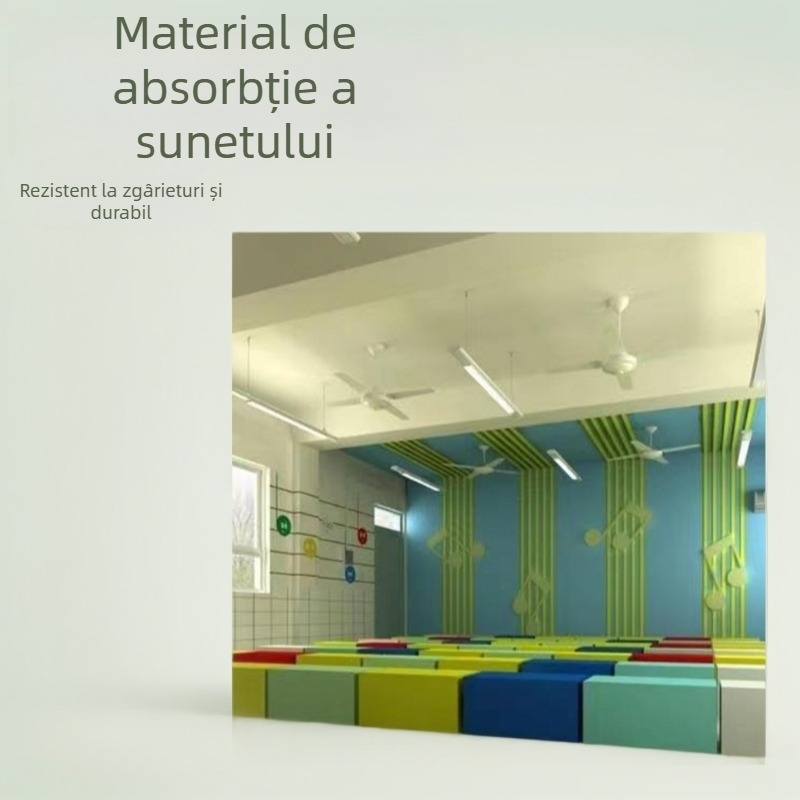 Panouri acustice din husă de stofă pentru pereți de cinema, sală de pian, studio de înregistrări, săli de sport și săli multifuncționale — stil modern minimalist, model cu culoare solidă