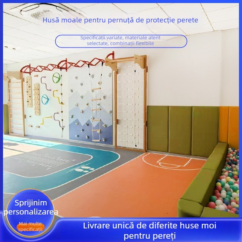 Protecție pentru perete în grădiniță, panou moale autoadeziv, anti-coliziune, model solid, personalizabil