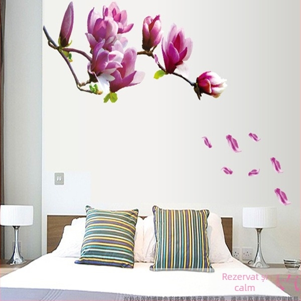 Decal decorativ pentru perete - impermeabil, detașabil, plat, model floral (PVC; camera de zi; 1 bucată)