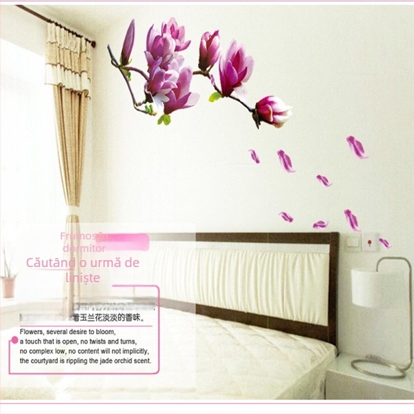 Decal decorativ pentru perete - impermeabil, detașabil, plat, model floral (PVC; camera de zi; 1 bucată)