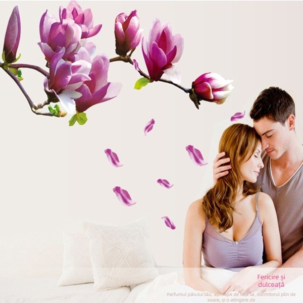 Decal decorativ pentru perete - impermeabil, detașabil, plat, model floral (PVC; camera de zi; 1 bucată)