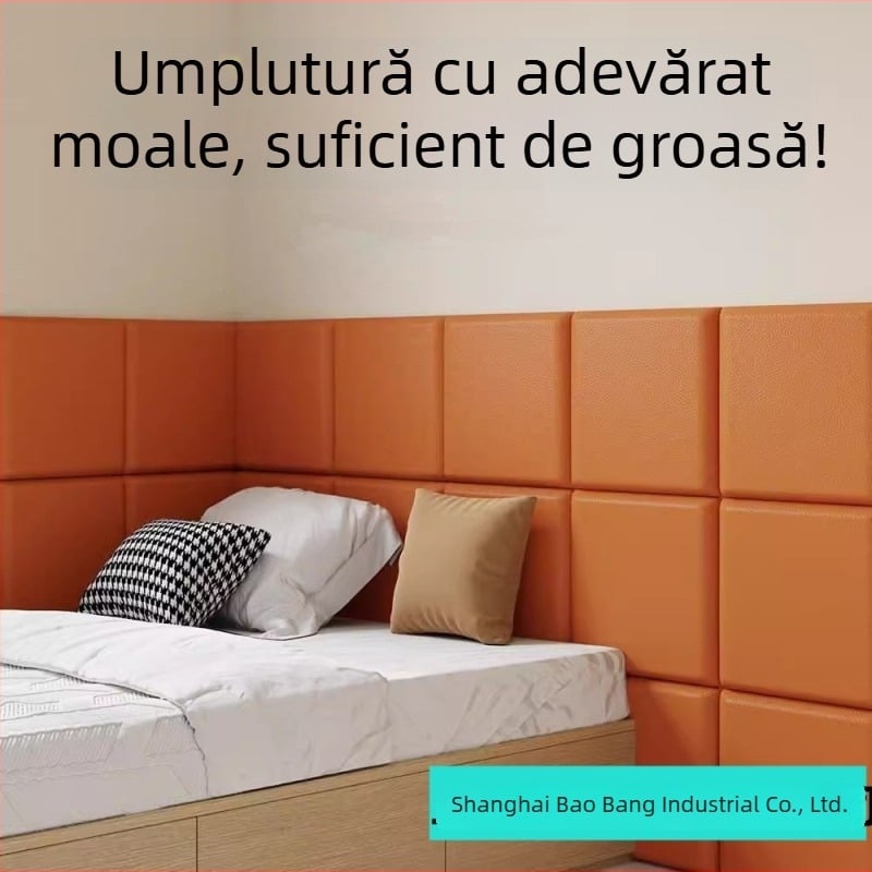 Panel de susținere pentru marginea patului în camera copiilor — pernă moale tridimensională, piele artificială, design modern minimalist, personalizare disponibilă, Yangbang