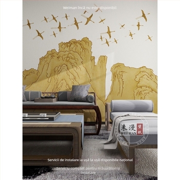 Tapet de perete - Stil nou chinezesc, mătase, rezistent la murdărie - Orange art mural (Brand: Orange art mural; Material: Mătase; Funcție: Rezistent la murdărie; Stil: Stil nou chinezesc)