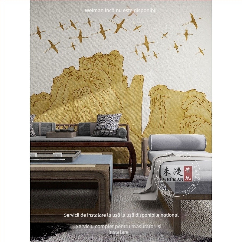 Tapet de perete - Stil nou chinezesc, mătase, rezistent la murdărie - Orange art mural (Brand: Orange art mural; Material: Mătase; Funcție: Rezistent la murdărie; Stil: Stil nou chinezesc)