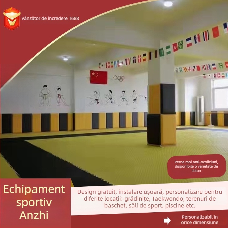 Panouri de protecție pentru pereti din piele artificială pentru sălile de sport — design modern, culoare solidă, personalizare disponibilă; potrivite pentru baschet, badminton și pereți de antrenament