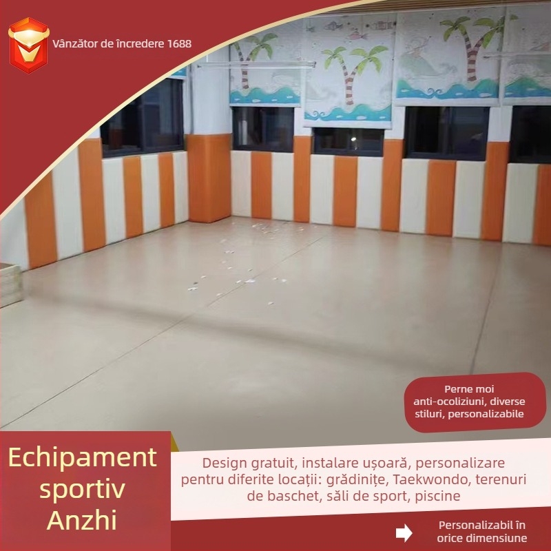 Panouri de protecție pentru pereti din piele artificială pentru sălile de sport — design modern, culoare solidă, personalizare disponibilă; potrivite pentru baschet, badminton și pereți de antrenament