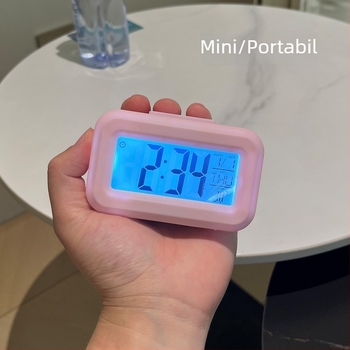 Ceas de alarmă — mini timer electronic pentru copii și studenți, ceas de birou și cronometru de bucătărie, afișaj LCD, calendar, numărător invers, termometru, iluminare de fond