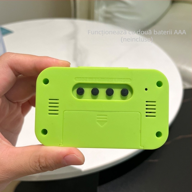 Ceas de alarmă — mini timer electronic pentru copii și studenți, ceas de birou și cronometru de bucătărie, afișaj LCD, calendar, numărător invers, termometru, iluminare de fond