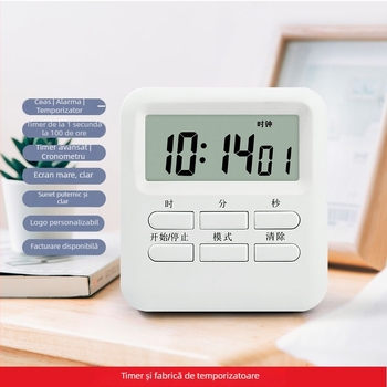 Timer vizual magnetic pentru învățare — ceas cu alarmă, cronometru, timer de bucătărie — afișaj LCD, design pătrat, alimentare cu baterie