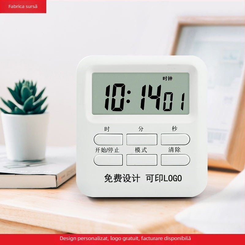 Timer vizual magnetic pentru învățare — ceas cu alarmă, cronometru, timer de bucătărie — afișaj LCD, design pătrat, alimentare cu baterie