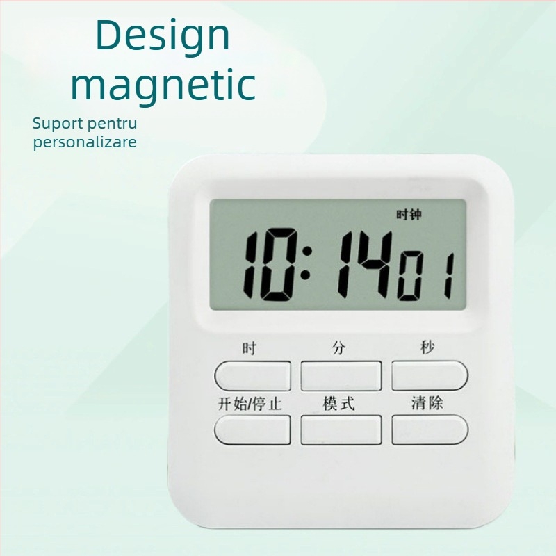 Timer vizual magnetic pentru învățare — ceas cu alarmă, cronometru, timer de bucătărie — afișaj LCD, design pătrat, alimentare cu baterie