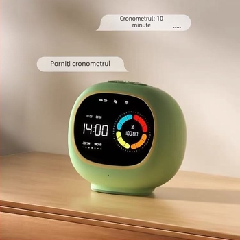 Ceas cu alarmă vocal personalizat Yunfeng pentru copii — temporizator de învățare, manager vizual al timpului pentru autodisciplină la elevi (Mișcare electronică, afișaj LCD, carcasă rotundă din plastic, alimentat cu baterii)