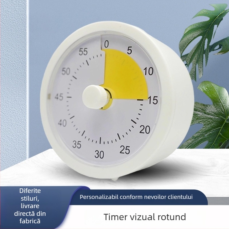 Ceas deșteptător pentru copii – rotund, mecanism electronic, afișaj LED, alimentat cu baterii, design minimalist