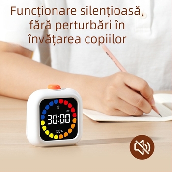 Deli LE110 Cronometru vizual de countdown cu ceas de alarmă pentru studiu, Afișaj LED numeric, Mecanism electronic, Carcasă ABS, Sursă de alimentare externă