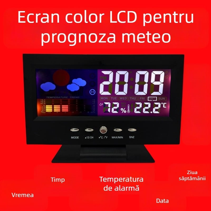 Ceas de birou cu alimentare pe baterii, carcasă din plastic, cadran din plastic, stil modern minimalist