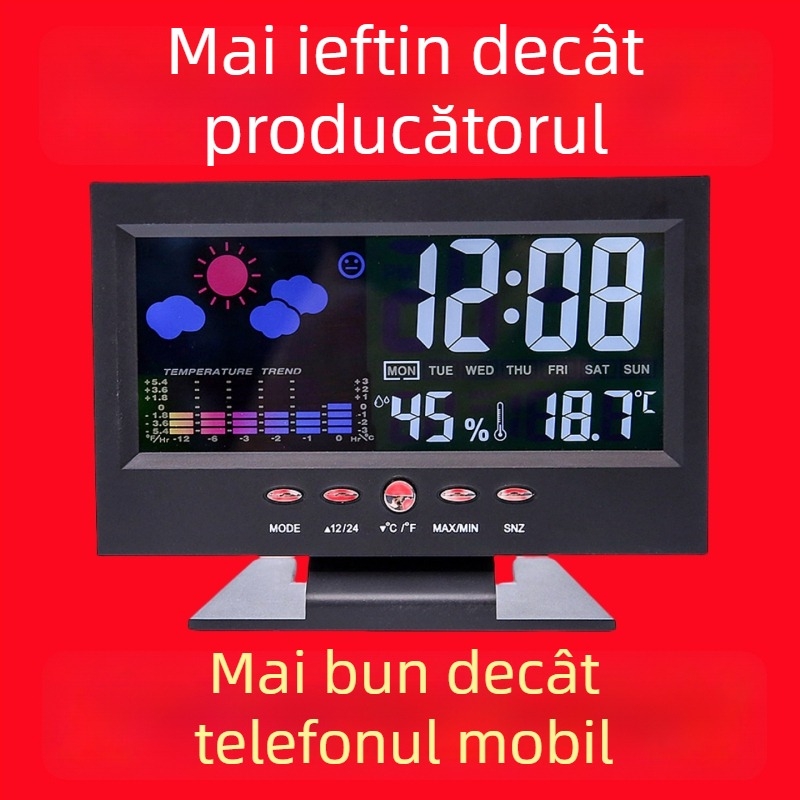 Ceas de birou cu alimentare pe baterii, carcasă din plastic, cadran din plastic, stil modern minimalist