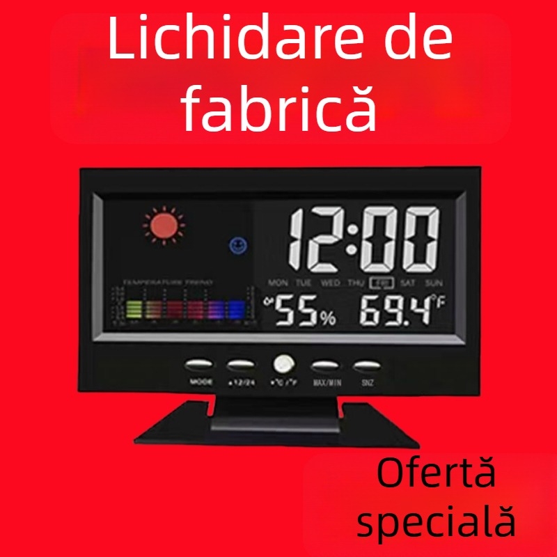 Ceas de birou cu alimentare pe baterii, carcasă din plastic, cadran din plastic, stil modern minimalist