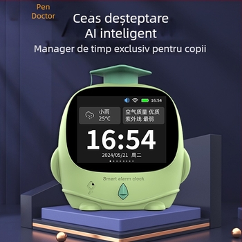 Ceas inteligent Q1 cu asistent vocal AI, afișaj LED, cronometru și lampă de noapte pentru povești de adormire