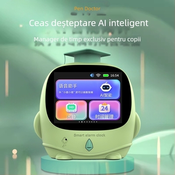 Ceas inteligent Q1 cu asistent vocal AI, afișaj LED, cronometru și lampă de noapte pentru povești de adormire