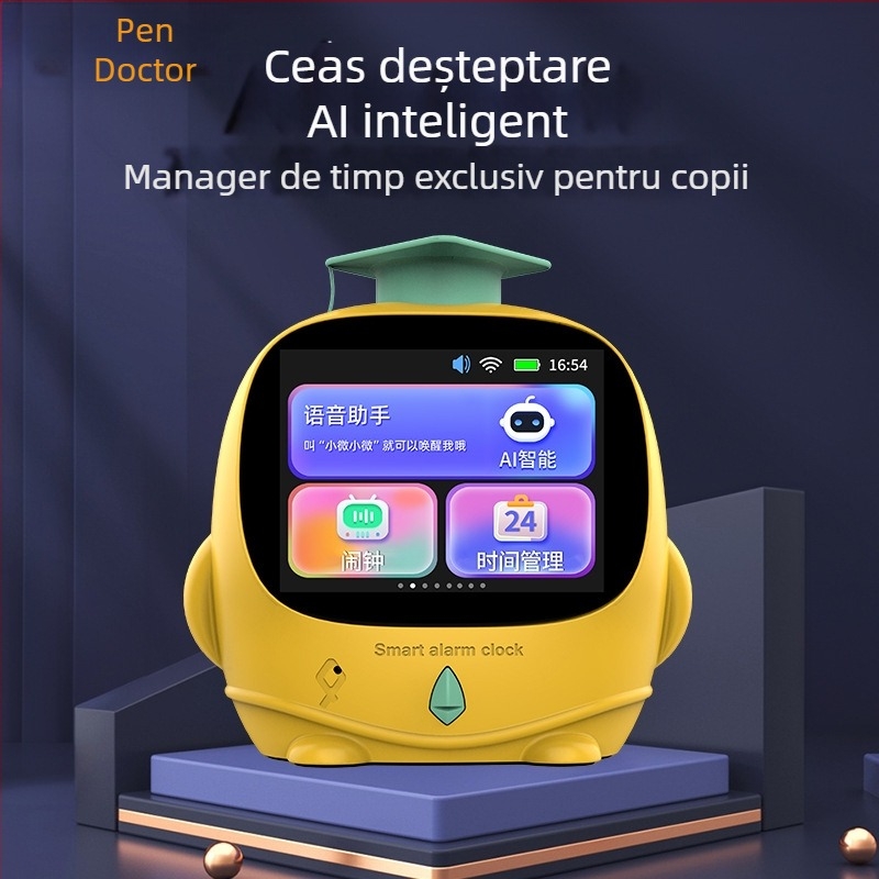 Ceas inteligent Q1 cu asistent vocal AI, afișaj LED, cronometru și lampă de noapte pentru povești de adormire