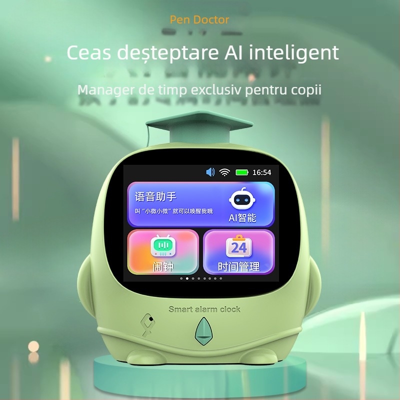 Ceas inteligent Q1 cu asistent vocal AI, afișaj LED, cronometru și lampă de noapte pentru povești de adormire