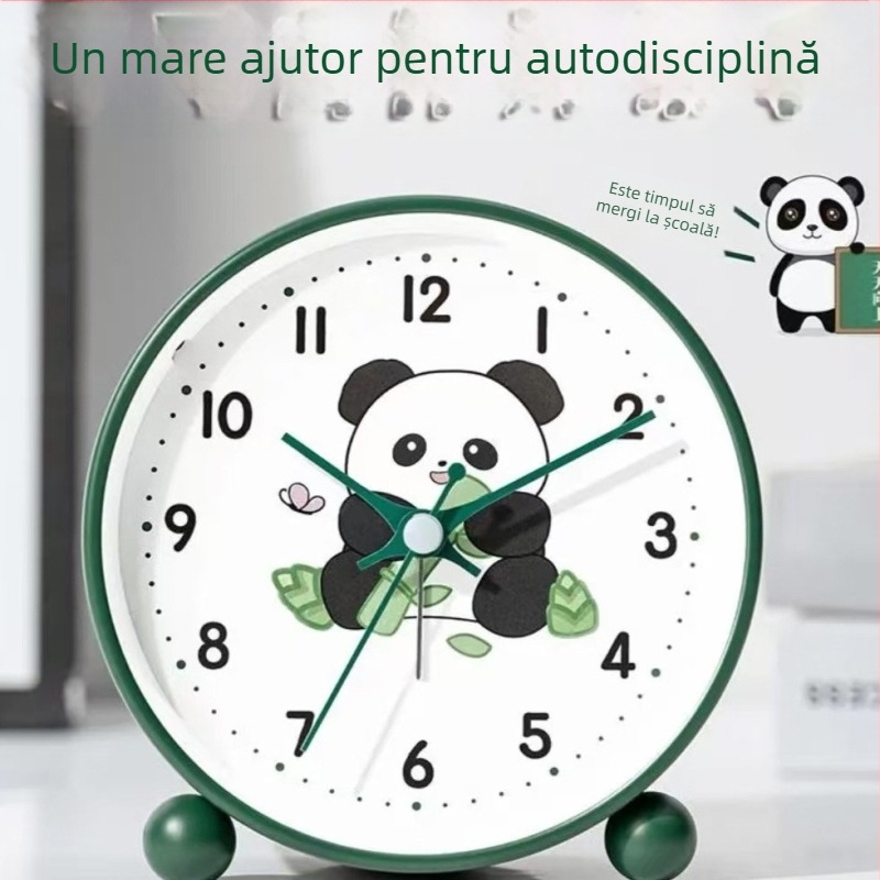 Ceas de birou cu alarmă silențios pentru elevi, mecanism analog Aishida, alimentare cu baterie, carcasă metal-ABS