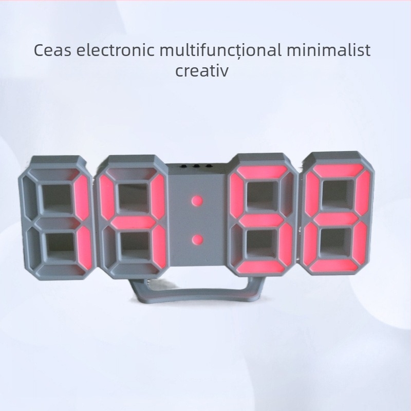 Ceas LED digital cu termometru, calendar și alarmă — ceas de perete/pe birou cu alimentare externă, carcasă ABS