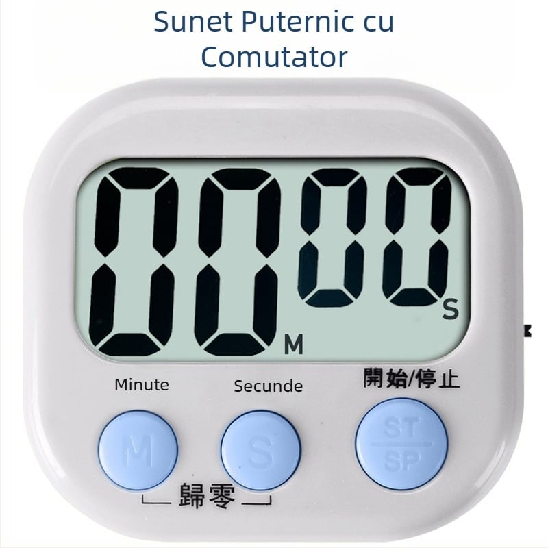 Temporizator de bucătărie cu mișcare mecanică, afișaj analog cu ac, alimentat cu baterie, design rotund, funcție de numărătoare inversă