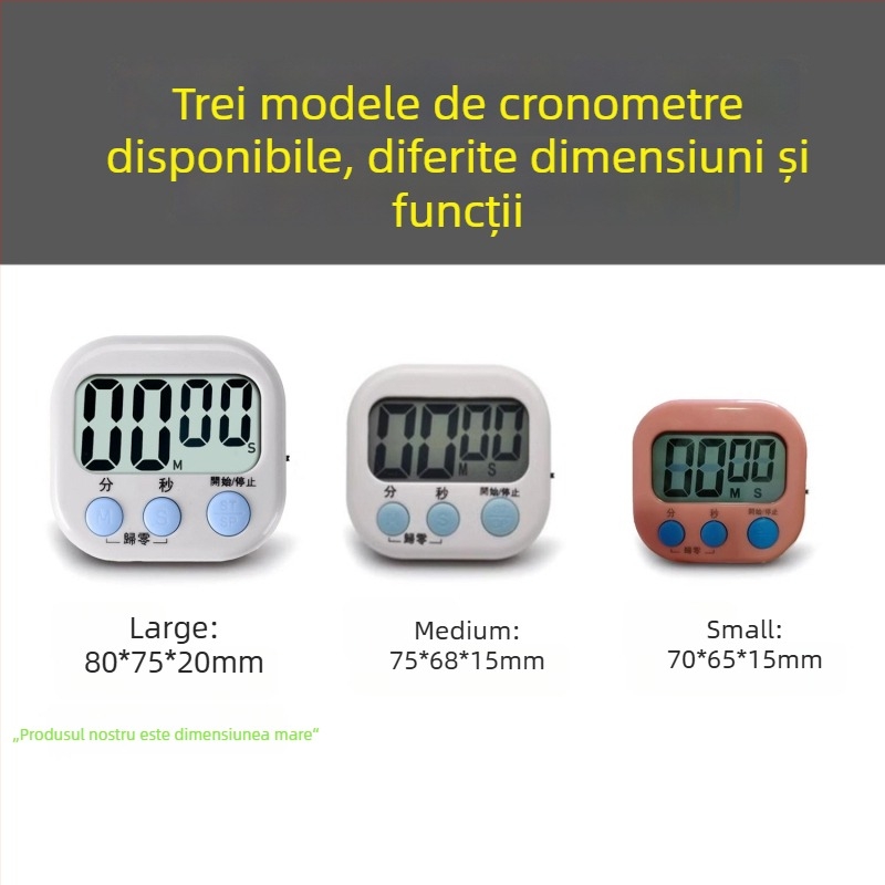 Temporizator de bucătărie cu mișcare mecanică, afișaj analog cu ac, alimentat cu baterie, design rotund, funcție de numărătoare inversă