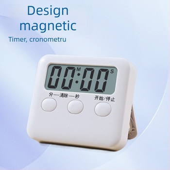 Cronometru de bucătărie cu mișcare electronică, afișaj LCD, numărătoare inversă, alimentat cu baterii, carcasă din plastic dreptunghiulară