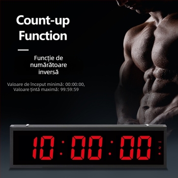 Cronometru LED pentru sport de mari dimensiuni, Mișcare Electronică, Ecran Numeric LED, Alimentare Externă, Carcasă din Oțel, Cronograf și Lumină în Întuneric