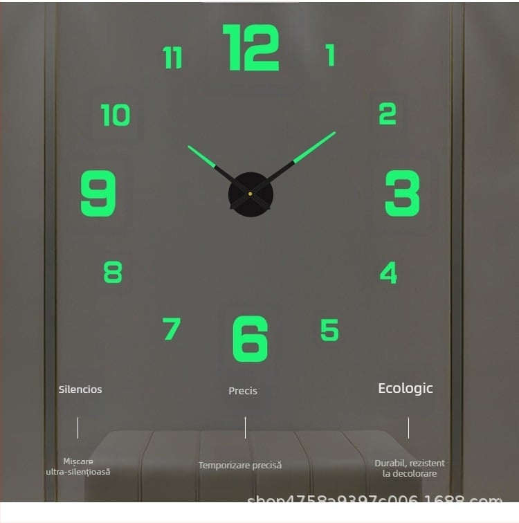 Ceas de perete premium, silențios și luminos, din acrilic, ceas DIY cu cifre pentru living și dormitor, stil european