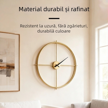 Ceas de perete Odik, Artă minimalistă spaniolă, Mișcare silențioasă cu sweep, Cadran și carcasă din metal, Alimentare cu baterie, Afișaj cu indicator și LED