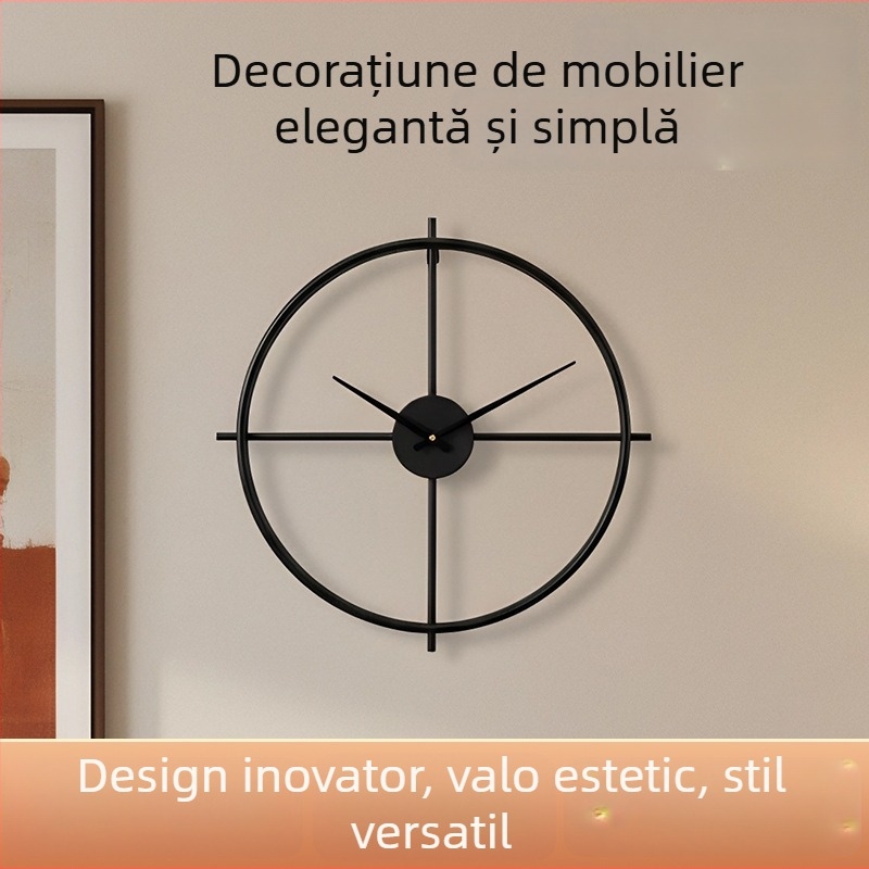 Ceas de perete Odik, Artă minimalistă spaniolă, Mișcare silențioasă cu sweep, Cadran și carcasă din metal, Alimentare cu baterie, Afișaj cu indicator și LED