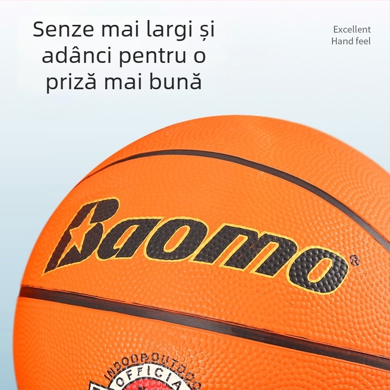 Minge de baschet din cauciuc, cu logo imprimat, fără personalizare; pentru interior și exterior; potrivită pentru baschet, fotbal și volei