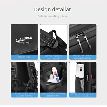 Rucsac - Unisex, stil urban minimalist, material PU impermeabil, compatibil cu laptop de 14 inchi, capacitate sub 20L