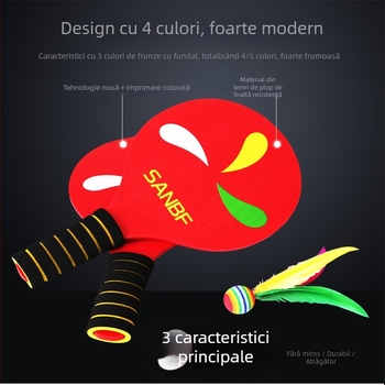 Rachetă de badminton, bază din lemn de plop, lovire dreaptă, prelucrare la comandă, logo imprimat