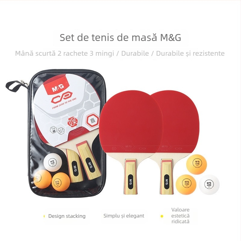 Set de rachete de tenis de masă (2 rachete) cu geantă și 3 mingi — pentru antrenament, lamă din lemn solid, cauciuc anti-lipire, lovire directă, potrivit pentru ping-pong și badminton