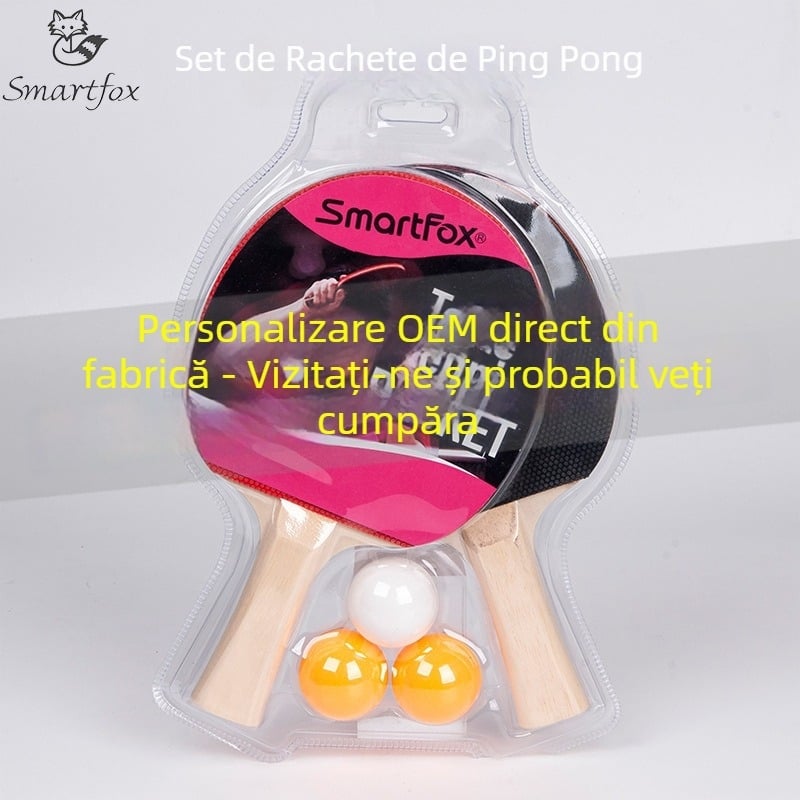 Rachetă Fox pentru tenis de masă – bază din poplar, cauciuc cu adeziv pozitiv, lovitură orizontală, 65443, set pentru începători