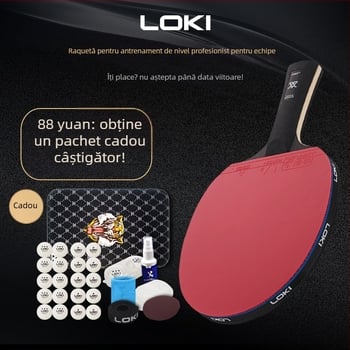 Paletă de tenis de masă cu bază din fibră de carbon, cauciuc cu adeziv invers, tip orizontal, lovire unică, personalizare cu logo