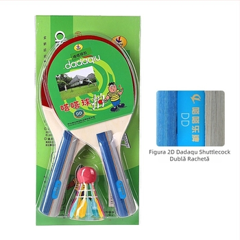 Set rachetă tenis de masă Dada: lamă Basswood, gumă anti-adezivă, lovire directă; include Tat ball, minge dublă și o minge