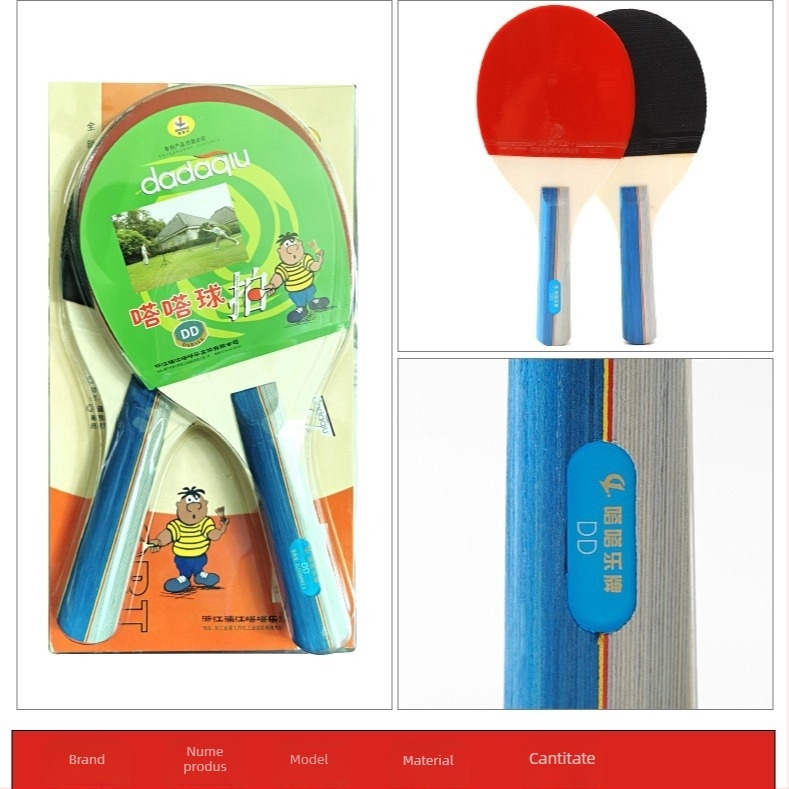 Set rachetă tenis de masă Dada: lamă Basswood, gumă anti-adezivă, lovire directă; include Tat ball, minge dublă și o minge