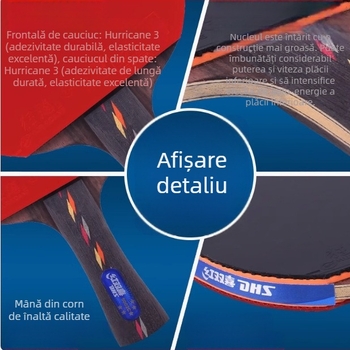 Rachetă DHS pentru tenis de masă – gumă anti-adezivă, lovitură laterală, specificație bloc