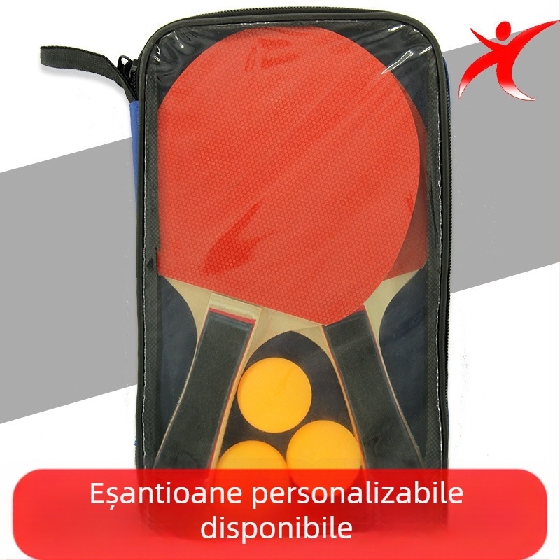 Set de rachete de tenis de masă pentru antrenament: două rachete și trei mingi, prindere Penhold și Shakehand, brand Xinchang, material din plăcuța: Poplar, tip gumă: adeziv pozitiv, tip rachetă: lovire laterală