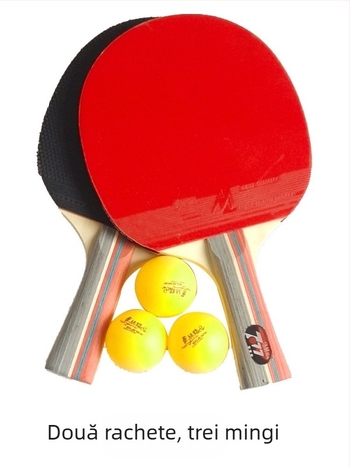 Set de tenis de masă cu două rachete, bure anti-adezive pe ambele fețe, pentru începători, lovitură directă, include 3 mingi, imprimare logo disponibil