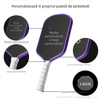 Paletă de pickleball din fibră de carbon, mâner din silicon antiderapant, concepută pentru antrenament și personalizabilă