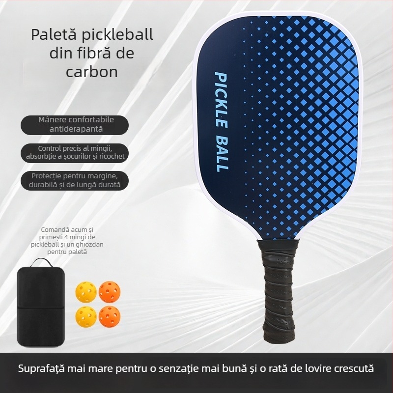 Paletă de pickleball din fibră de carbon, mâner din silicon antiderapant, concepută pentru antrenament și personalizabilă