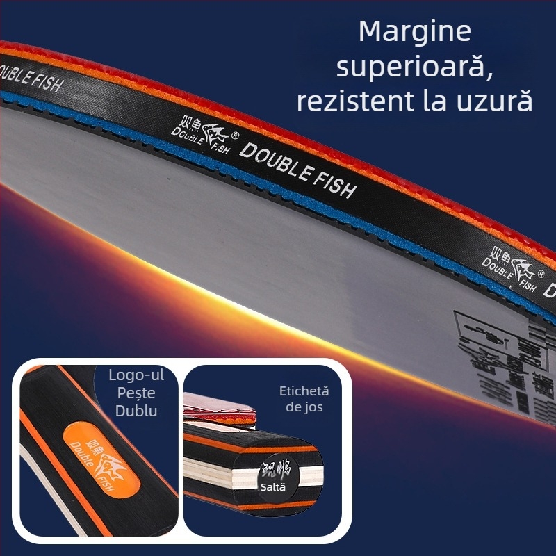 Pisces rachetă de ping-pong – lamă din plop, gumă anti-aderență, rachetă cu lovire directă, pentru tenis de masă și badminton