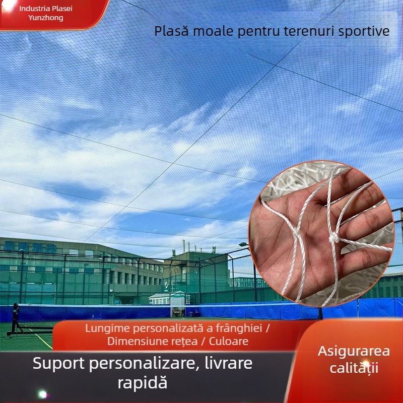 Plasă pentru teren de fotbal și baschet, fără noduri – plasă superioară de protecție, plasă din polietilenă cu fire de poliester